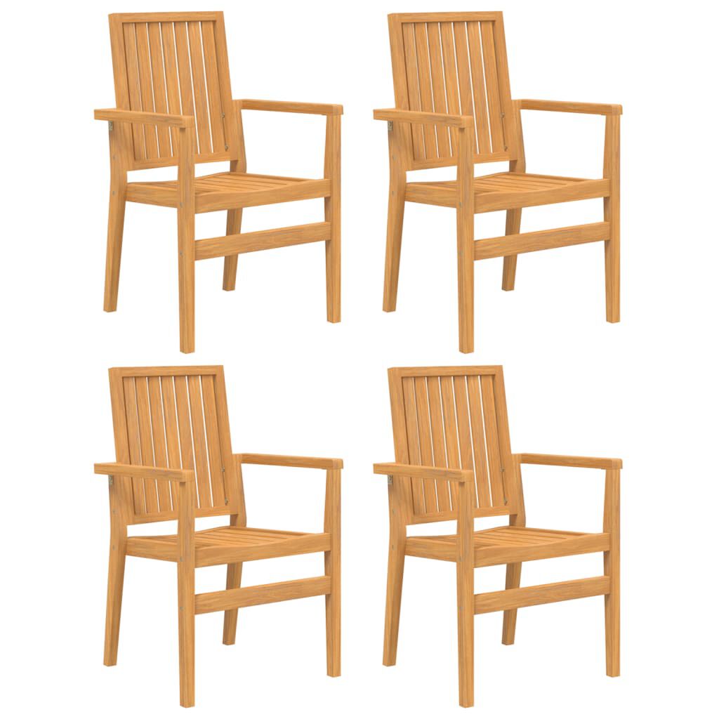 vidaXL Καρέκλες Κήπου Στοιβαζόμενες 4 τεμ. 56,5x57,5x91 εκ. Μασίφ Teak