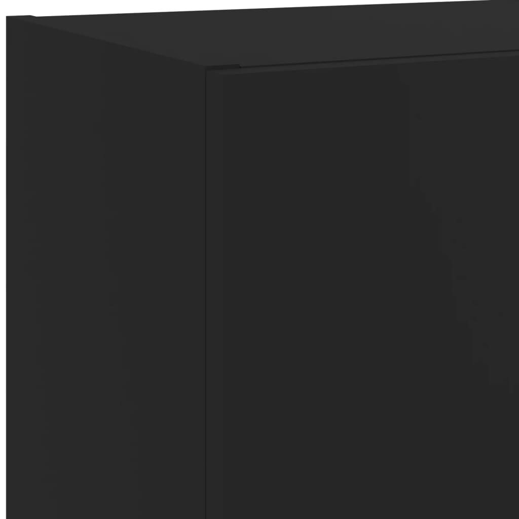 vidaXL Έπιπλα Τοίχου Τηλεόρασης 4 τεμ LED Μαύρα από Επεξεργασμένο Ξύλο