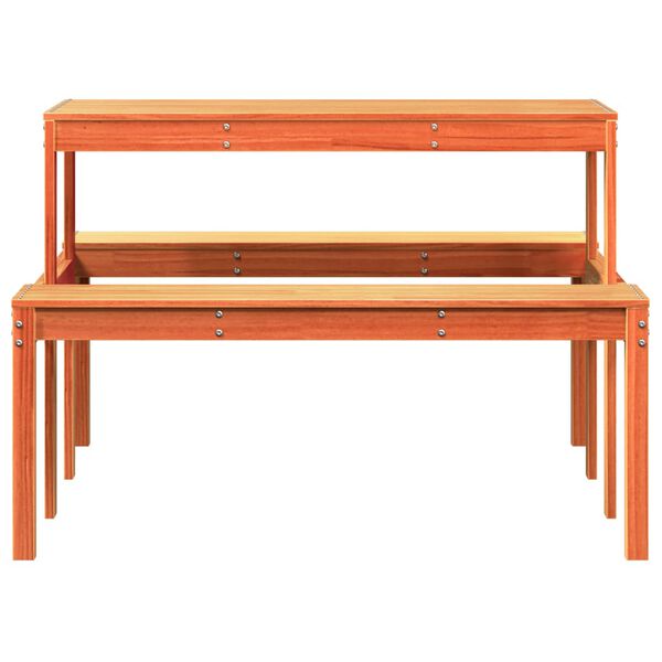 vidaXL Τραπέζι Πικνίκ Καφέ Κεριού 110x134x75 εκ. από Μασίφ Ξύλο Πεύκου
