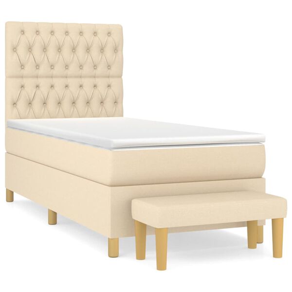 vidaXL &Kappa;&rho;&epsilon;&beta;ά&tau;&iota; Boxspring &mu;&epsilon; &Sigma;&tau;&rho;ώ&mu;&alpha; &Kappa;&rho;&epsilon;&mu; 90x200 &epsilon;&kappa;.&Upsilon;&phi;&alpha;&sigma;&mu;ά&tau;&iota;&nu;&omicron;