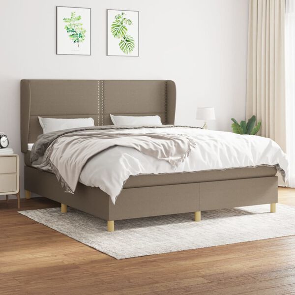 vidaXL &Kappa;&rho;&epsilon;&beta;ά&tau;&iota; Boxspring &mu;&epsilon; &Sigma;&tau;&rho;ώ&mu;&alpha; Taupe 180x200 &epsilon;&kappa;. &Upsilon;&phi;&alpha;&sigma;&mu;ά&tau;&iota;&nu;&omicron;