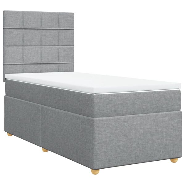 vidaXL Κρεβάτι Boxspring με Στρώμα Ανοιχτό Γκρι 80x200 εκ. Υφασμάτινο