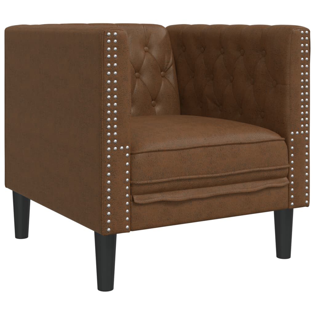 vidaXL Πολυθρόνα Chesterfield Καφέ από Συνθετικό Καστόρι