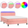 vidaXL &Kappa;&rho;&epsilon;&beta;ά&tau;&iota; Boxspring &mu;&epsilon; &Sigma;&tau;&rho;ώ&mu;&alpha; & LED &Rho;&omicron;&zeta; 140x190 &epsilon;&kappa;. &Beta;&epsilon;&lambda;&omicron;ύ&delta;&iota;&nu;&omicron;