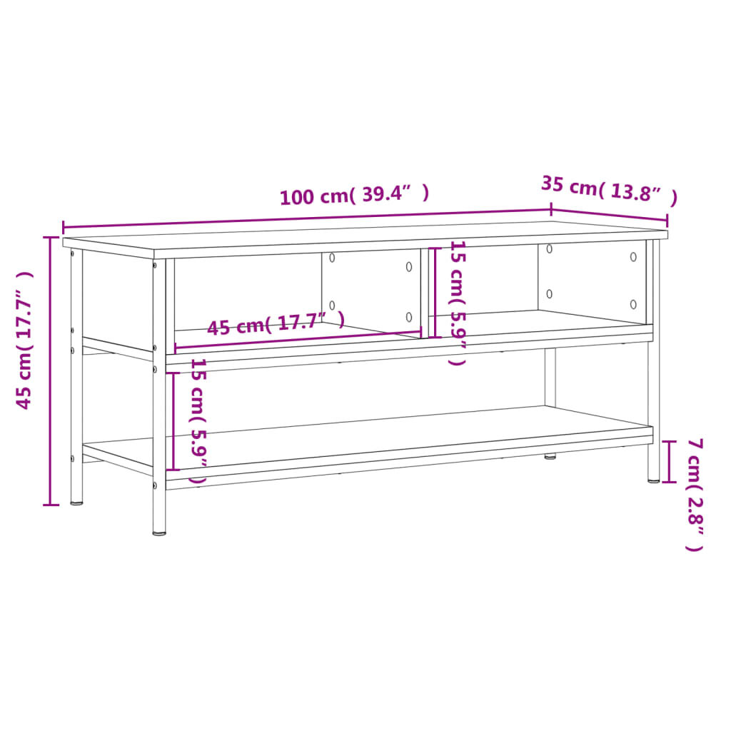 vidaXL Έπιπλο Τηλεόρασης Sonoma Δρυς 100x35x45 εκ. Επεξ. Ξύλο