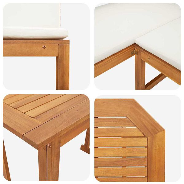 vidaXL Σετ Παγκάκι Κήπου 4 pcs Καφέ Μασίφ ξύλο ακακίας