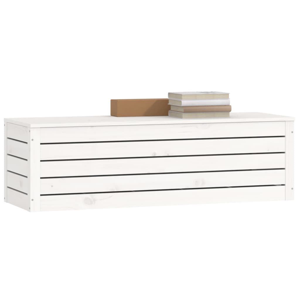 vidaXL Κουτί Αποθήκευσης Λευκό 109x36,5x33 εκ από Μασίφ Ξύλο Πεύκου