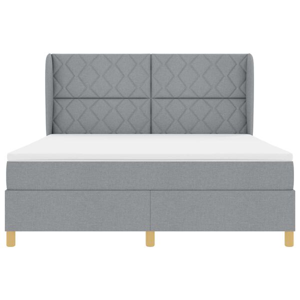 vidaXL Κρεβάτι Box Spring με Στρώμα Ανοιχτό Γκρι 180x200 εκ. Υφάσματος
