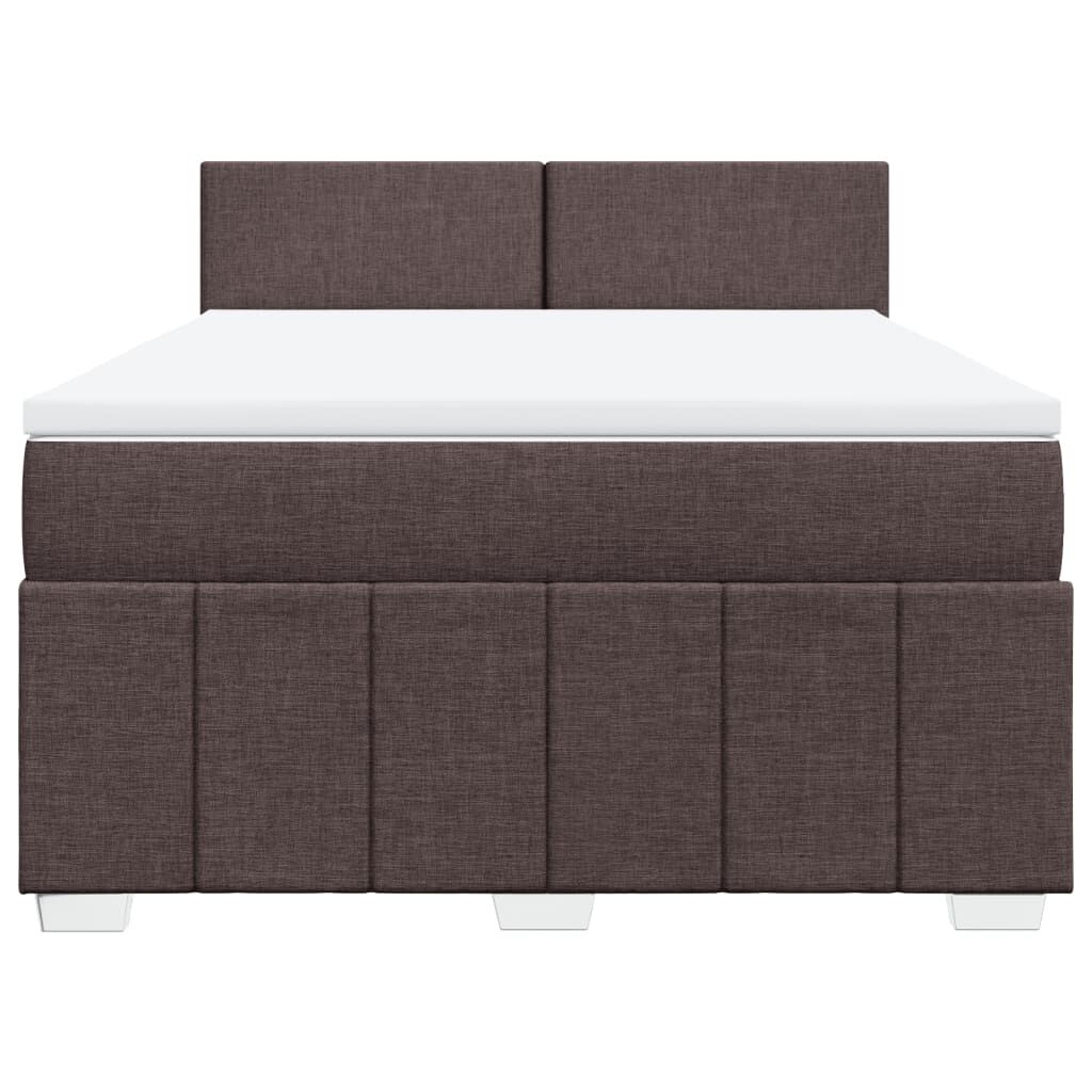 vidaXL Κρεβάτι Boxspring με Στρώμα Σκούρο Καφέ 160x200 εκ Υφασμάτινο