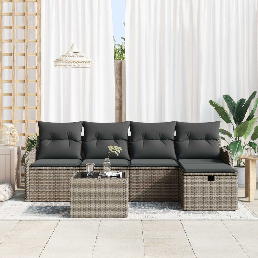 vidaXL Σετ Καναπέ Κήπου 6 pcs Γκρι 231 x 117 x 85 εκ Πολυ ράταν