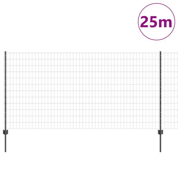 vidaXL Φράχτης με Στήλες. Γκρι 1.2 x 25 m Ατσάλι