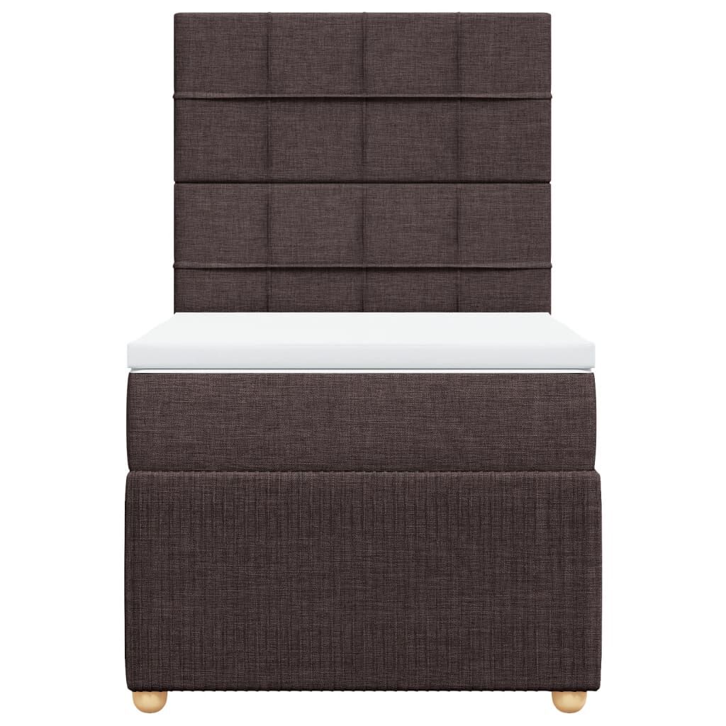vidaXL Κρεβάτι Boxspring με Στρώμα Σκούρο Καφέ 100x200 εκ. Υφασμάτινο