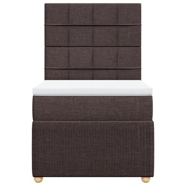 vidaXL Κρεβάτι Boxspring με Στρώμα Σκούρο Καφέ 100x200 εκ. Υφασμάτινο