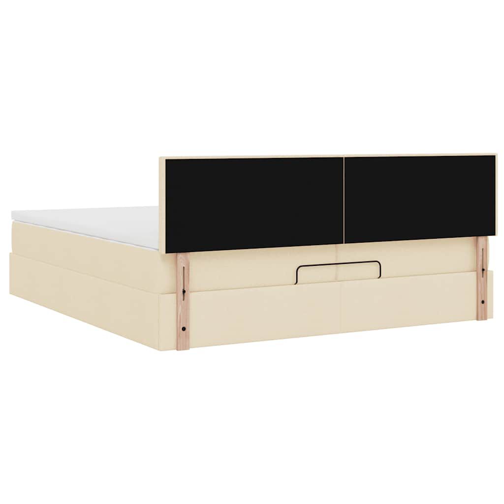 vidaXL Οθωμανικό κρεβάτι με στρώμα Cream 200x200 cm Ύφασμα
