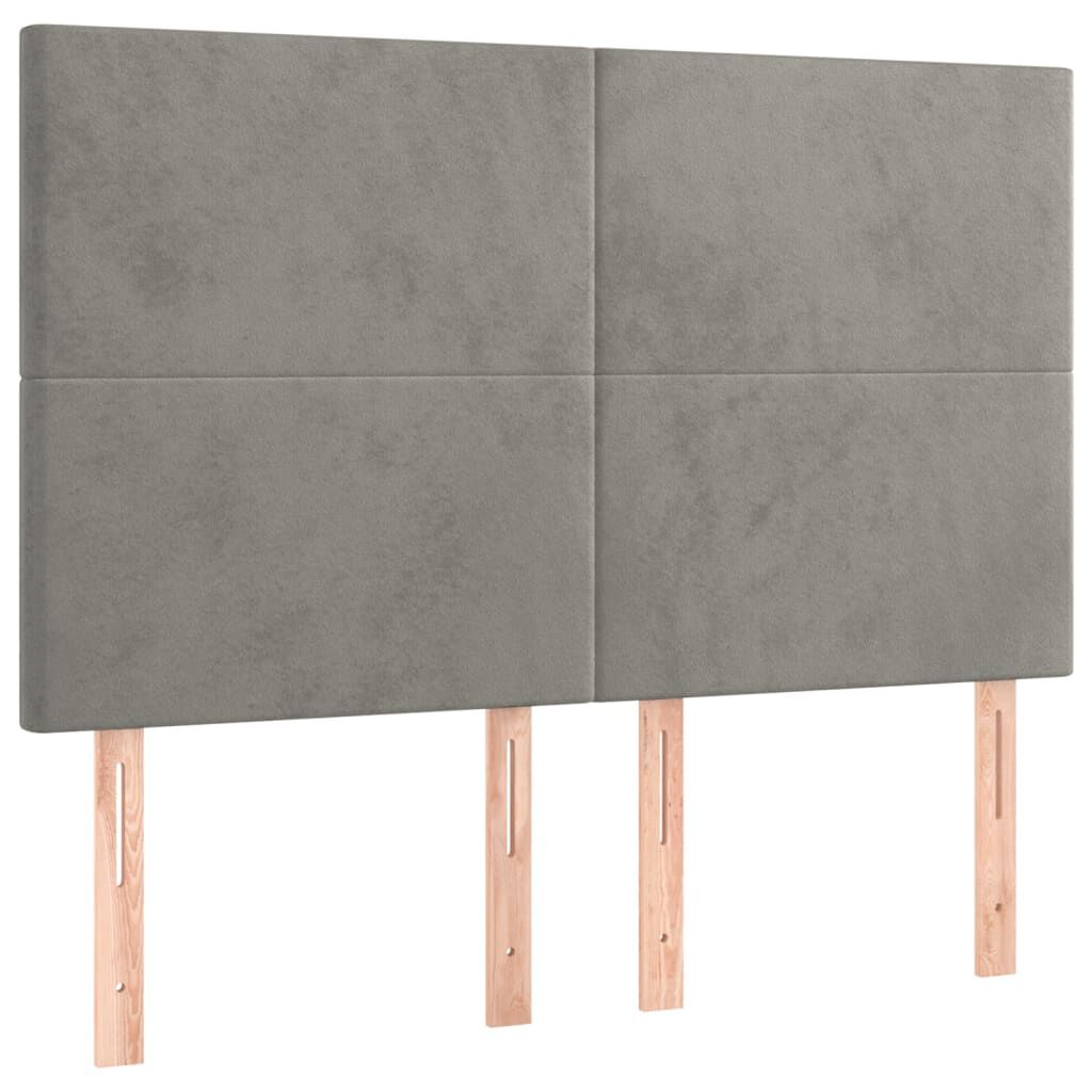 vidaXL Κρεβάτι Boxspring με Στρώμα Ανοιχτό Γκρι 140x200 εκ. Βελούδινο
