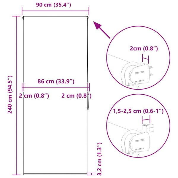 vidaXL Κουρτίνα Μπάνιου Ρολό 90x240 εκ. Πλάτος υφάσματος 86 εκ.