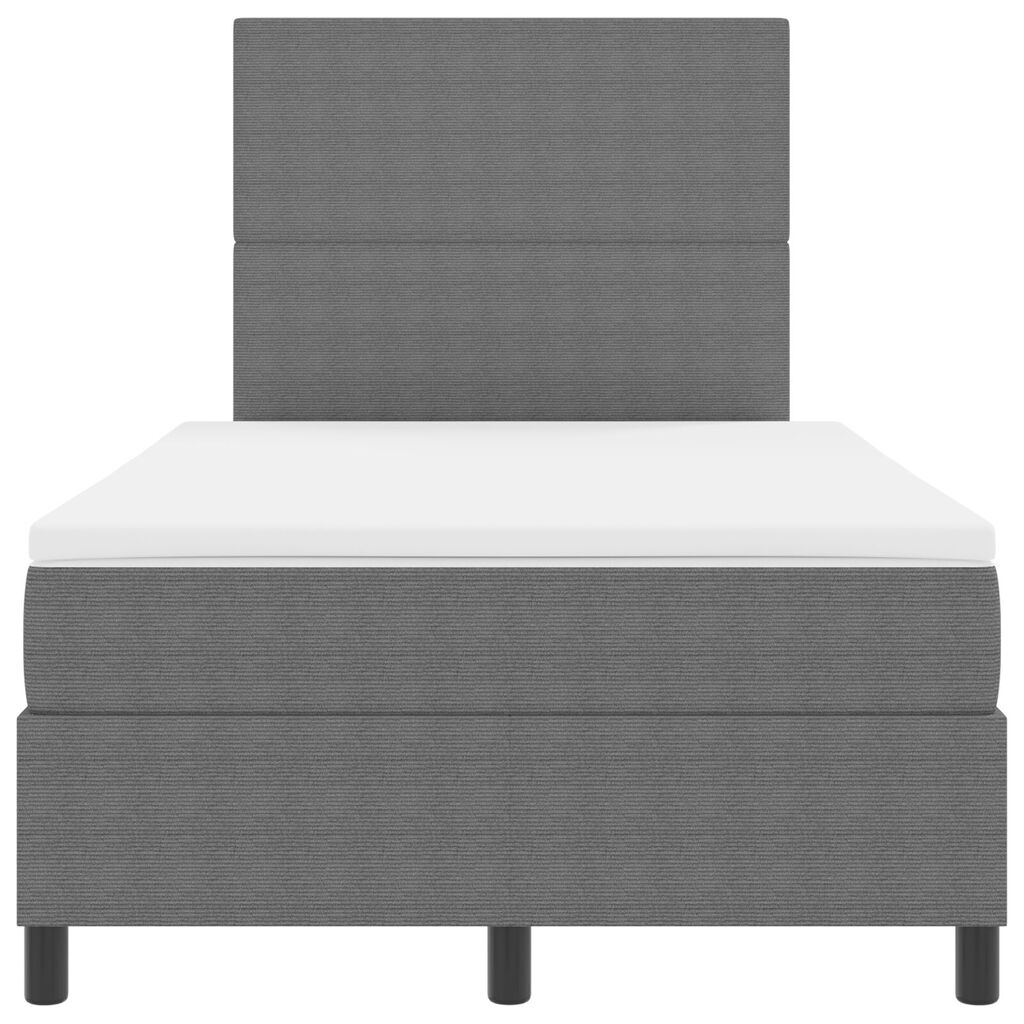 vidaXL Κρεβάτι Box Spring με Στρώμα & LED Ανοιχτό Γκρι 120x200 εκ Ραβδωτού ύφασματος