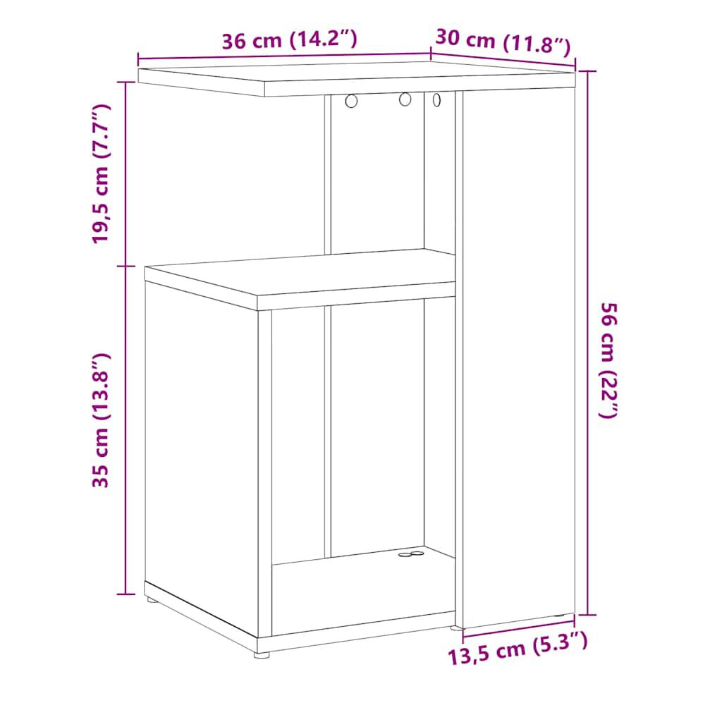 vidaXL Βοηθητικό Τραπέζι Αρτισιανή Δρυς 36x30x56 εκ. Επεξ. Ξύλο