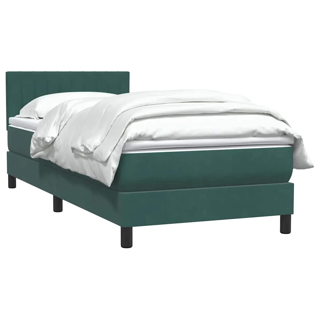 vidaXL Box Spring κρεβάτι με στρώμα σκούρο πράσινο 90x220 cm Velvet