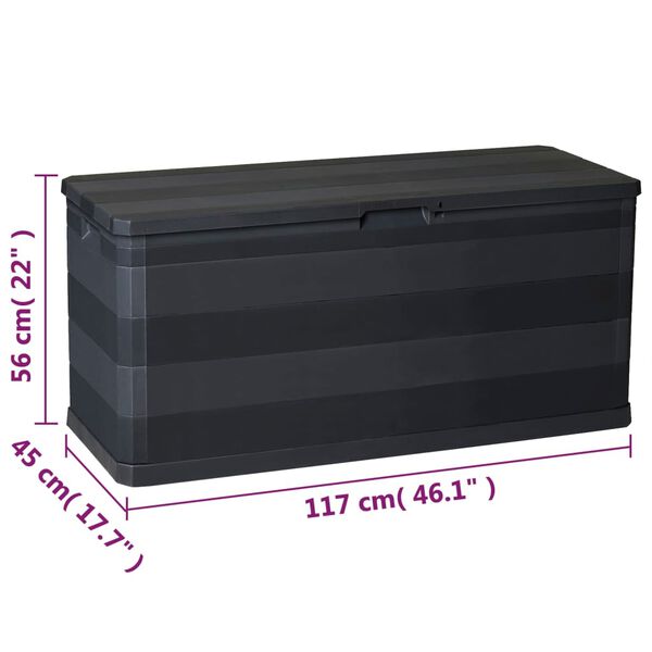 vidaXL Μπαούλο Αποθήκευσης Κήπου Μαύρο 117 x 45 x 56 εκ.