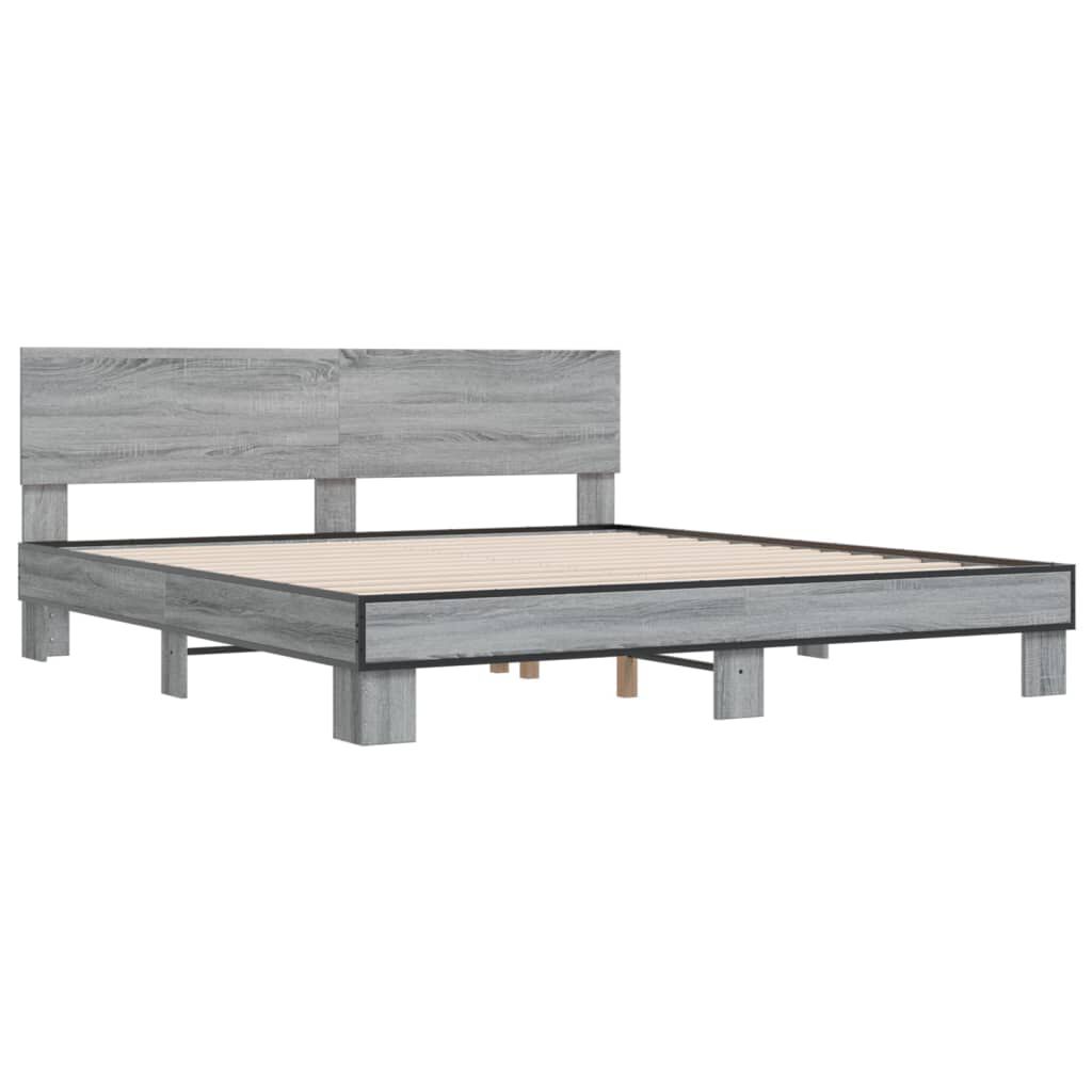 vidaXL Πλαίσιο Κρεβατιού Γκρι Sonoma 180x200 εκ. Επεξ. Ξύλο & Μέταλλο