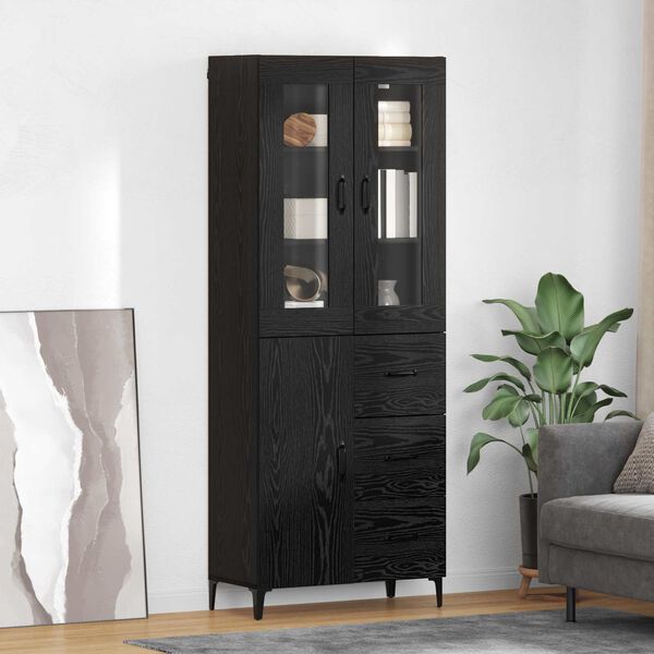 vidaXL Highboard &Mu;&alpha;ύ&rho;&eta; &Omicron;&xi;&upsilon;ά 69,5 x 34 x 180 &epsilon;&kappa;. &Epsilon;&pi;&epsilon;&xi;&epsilon;&rho;&gamma;&alpha;&sigma;&mu;έ&nu;&omicron; &xi;ύ&lambda;&omicron;