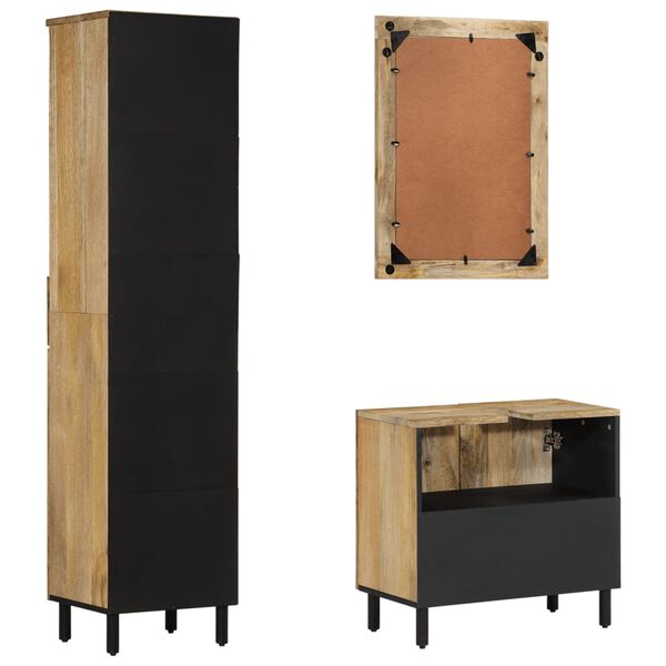 vidaXL Έπιπλα Μπάνιου Σετ 3 Τεμαχίων από Μασίφ Ξύλο Μάνγκο