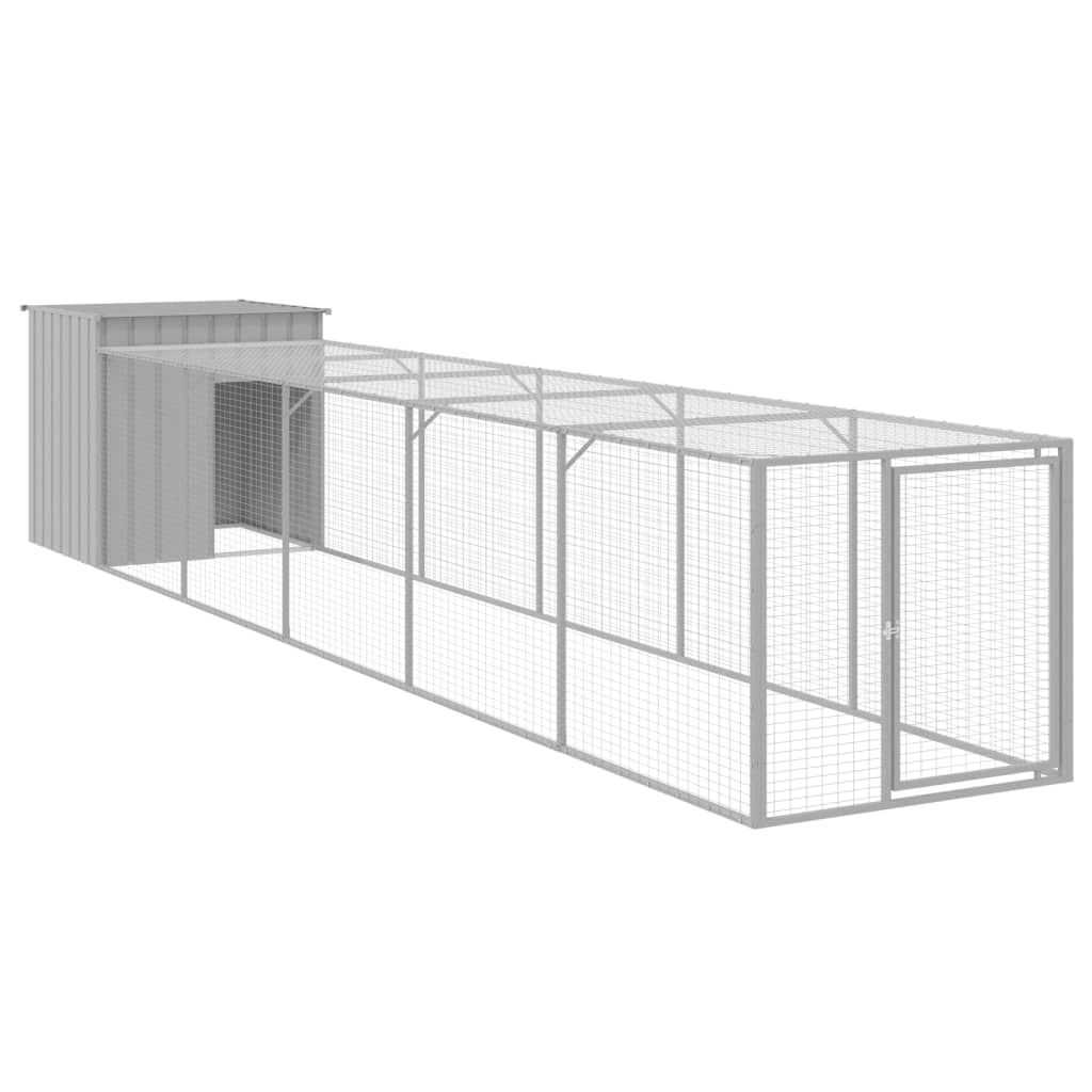 vidaXL Κοτέτσι με Περίβολο Αν. Γκρι 110x609x110 εκ. Γαλβαν. Χάλυβας