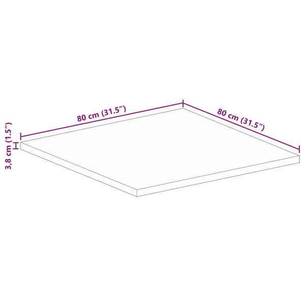 vidaXL Επιφάνεια Τραπεζιού Τετράγωνη 80x80x3,8 εκ. Μασίφ Ξύλο Μάνγκο