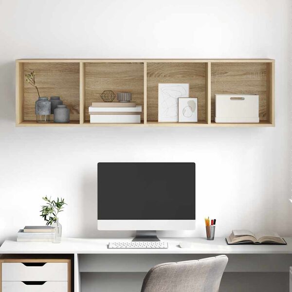 vidaXL Έπιπλο Τηλεόρασης Κρεμαστό Δρυς 37x37x142,5 εκ. από Επεξ. Ξύλο