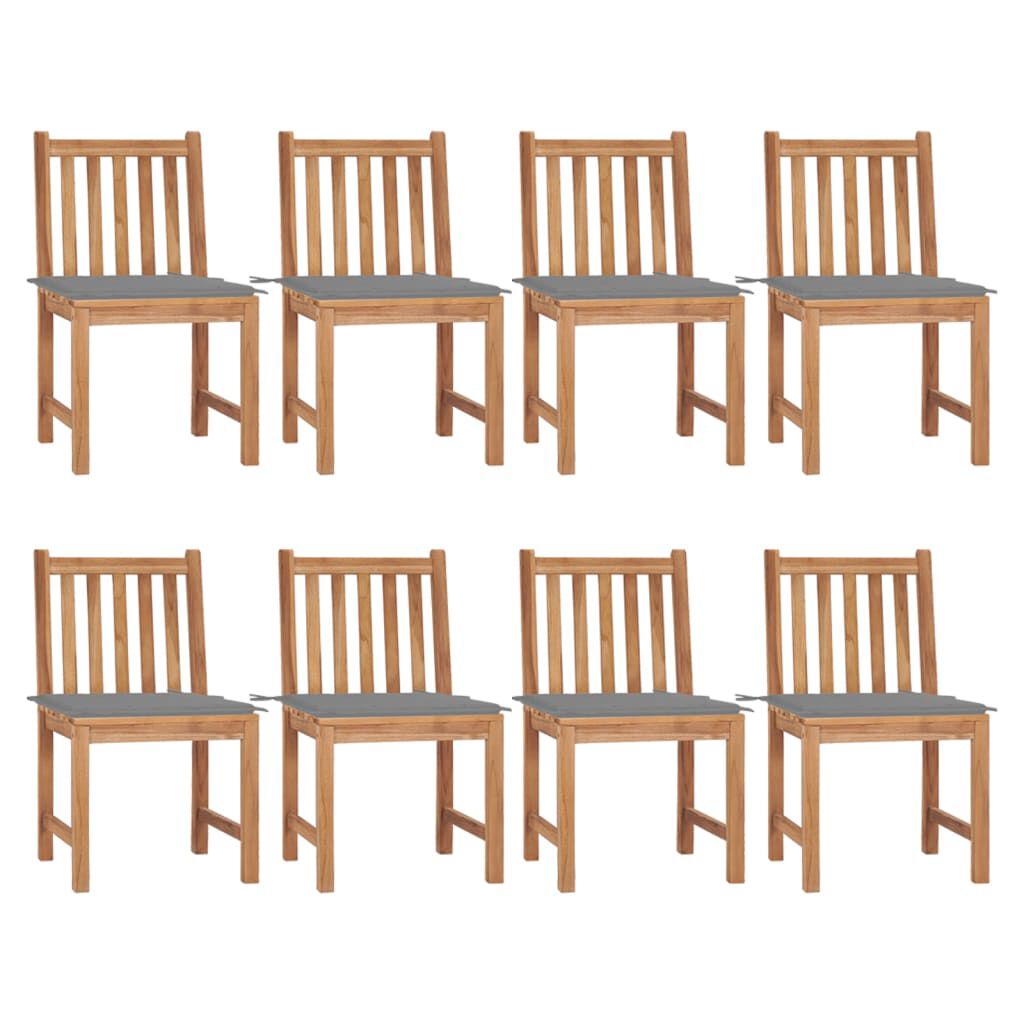 vidaXL Καρέκλες Κήπου 8 Τεμαχίων από Μασίφ Ξύλο Teak με Μαξιλάρια