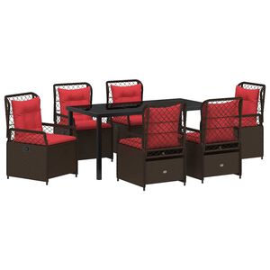 vidaXL Σέτ φαγητού για κήπο 7 pcs Καφέ συνθετικό ρατάν