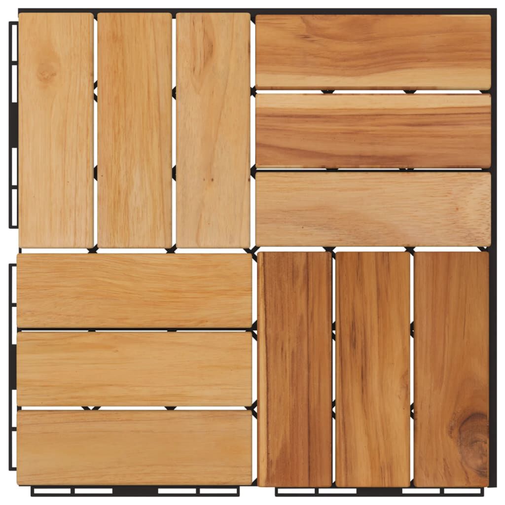 vidaXL Πλακάκια Deck 30 τεμ. 30 x 30 εκ. από Μασίφ Ξύλο Teak