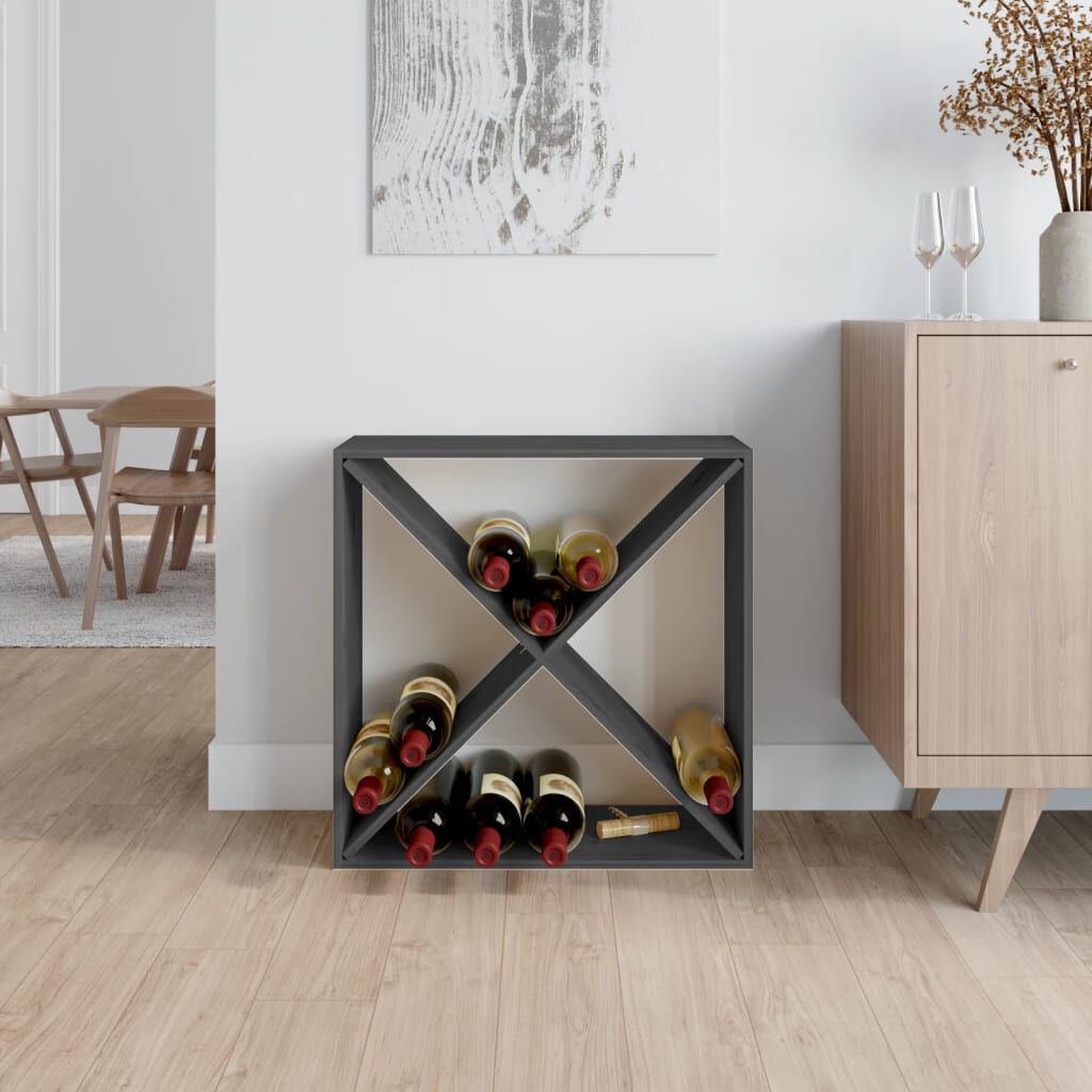 vidaXL Κάβα Κρασιών Γκρι 62 x 25 x 62 εκ. από Μασίφ Ξύλο Πεύκου