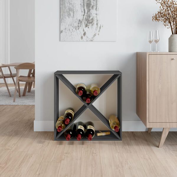 vidaXL Κάβα Κρασιών Γκρι 62 x 25 x 62 εκ. από Μασίφ Ξύλο Πεύκου