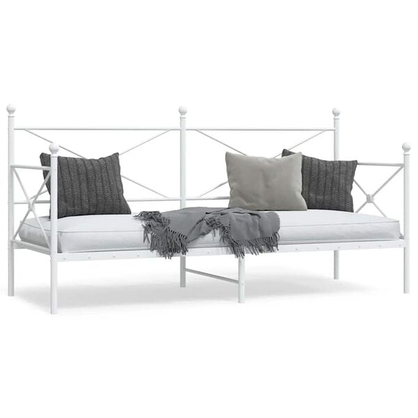 Κρεβάτι ημέρας vidaXL χωρίς στρώμα Λευκό 75x190 cm Ατσάλι