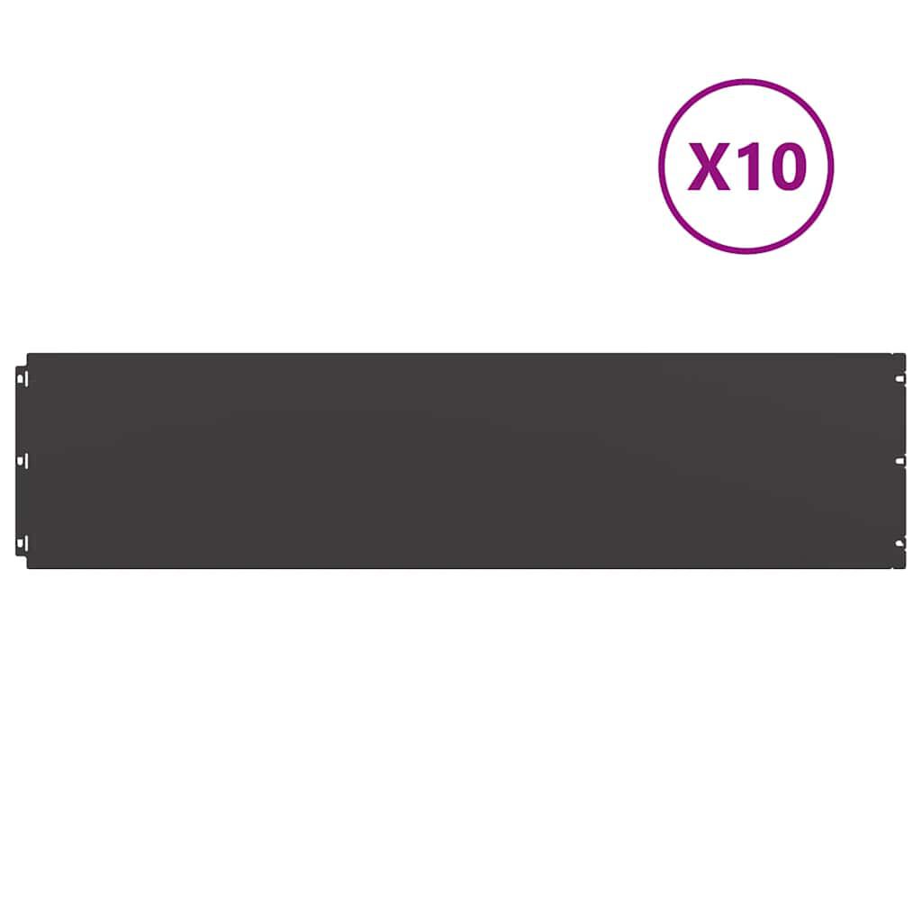 vidaXL Περιφράξεις γκαζόν 10 τεμάχια Μαύρο από χάλυβα ψυχρής έλασης