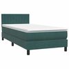 vidaXL Box Spring κρεβάτι με στρώμα σκούρο πράσινο 80x220εκ. Βελούδινο
