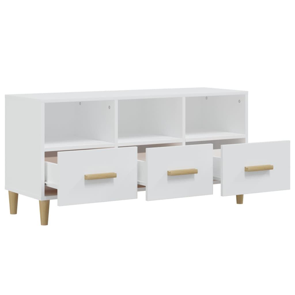 vidaXL Έπιπλο Τηλεόρασης Γυαλ. Λευκό 102x36x50 εκ. Επεξεργασμένο Ξύλο