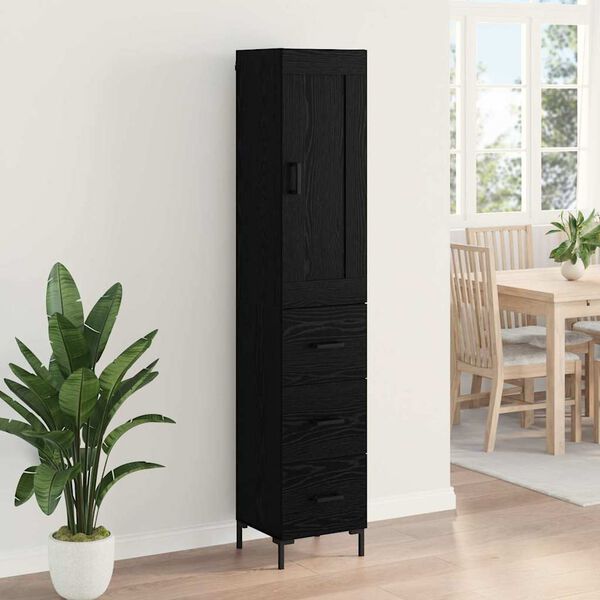 vidaXL Highboard &Mu;&alpha;ύ&rho;&eta; &Omicron;&xi;&upsilon;ά 34,5 x 34 x 180 &epsilon;&kappa;. &Epsilon;&pi;&epsilon;&xi;&epsilon;&rho;&gamma;&alpha;&sigma;&mu;έ&nu;&omicron; &xi;ύ&lambda;&omicron;