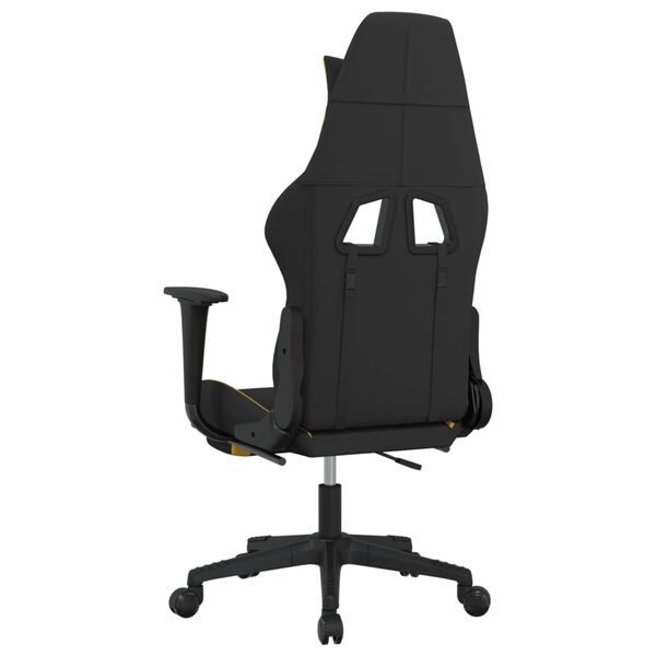 vidaXL Καρέκλα Μασάζ Gaming Μαύρη/Κίτρινο Ύφασμα με Υποπόδιο