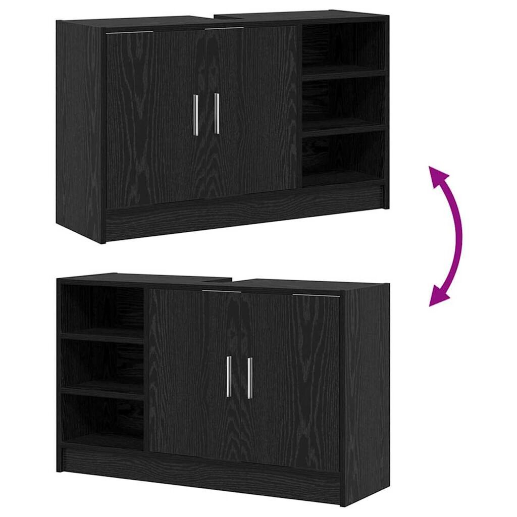 vidaXL Ντουλάπι Νιπτήρα Μαύρη Οξυά 90 x 29 x 55 εκ. Επεξεργασμένο ξύλο