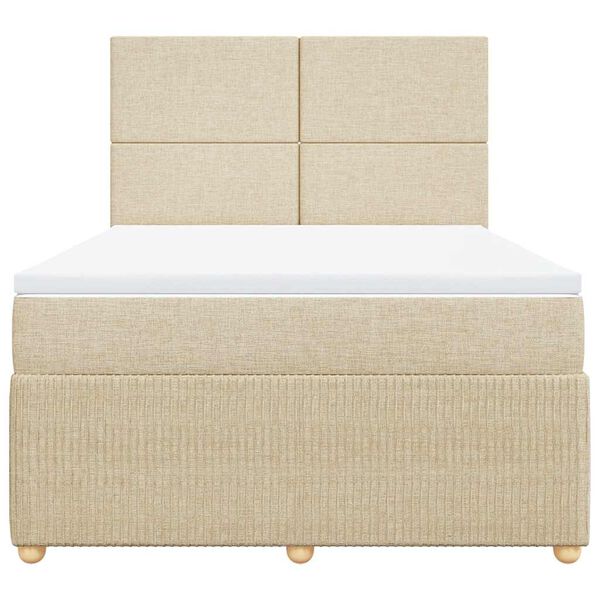 vidaXL &Kappa;&rho;&epsilon;&beta;ά&tau;&iota; Boxspring &mu;&epsilon; &Sigma;&tau;&rho;ώ&mu;&alpha; &Kappa;&rho;&epsilon;&mu; 140x190 &epsilon;&kappa;. &Upsilon;&phi;&alpha;&sigma;&mu;ά&tau;&iota;&nu;&omicron;