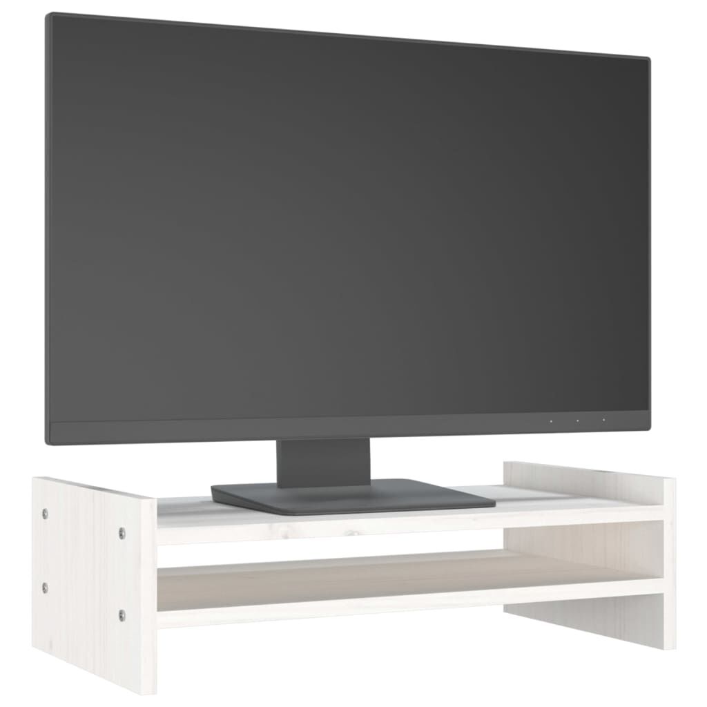 vidaXL Βάση Οθόνης Λευκή 50 x 27 x 15 εκ. από Μασίφ Ξύλο Πεύκου