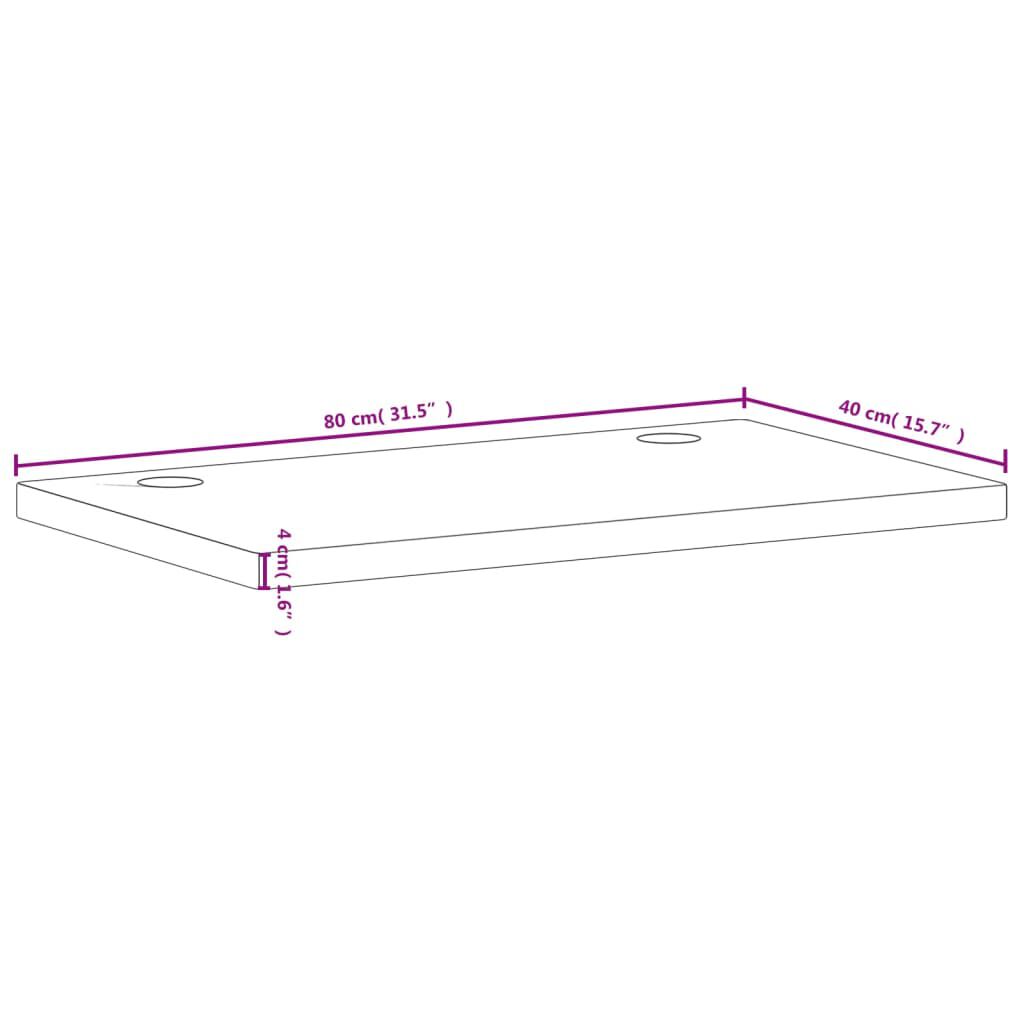 vidaXL Επιφάνεια Γραφείου 80x40x4 εκ. από Μασίφ Ξύλο Οξιάς