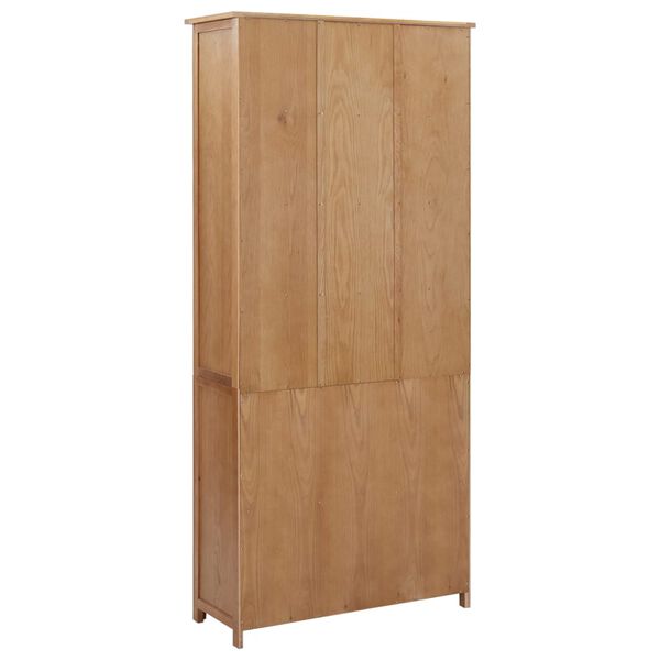 vidaXL Βιβλιοθήκη με 4 Πόρτες 90x35x200 εκ. Μασίφ Ξύλο Δρυός και Γυαλί