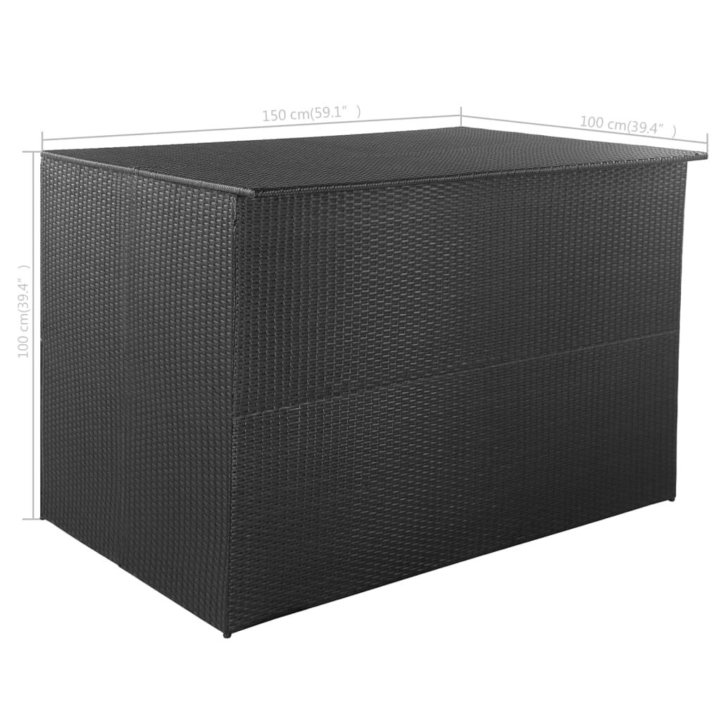 vidaXL Μπαούλο Εξωτερικού Χώρου Μαύρο 150x100x100 εκ. Συνθετικό Ρατάν