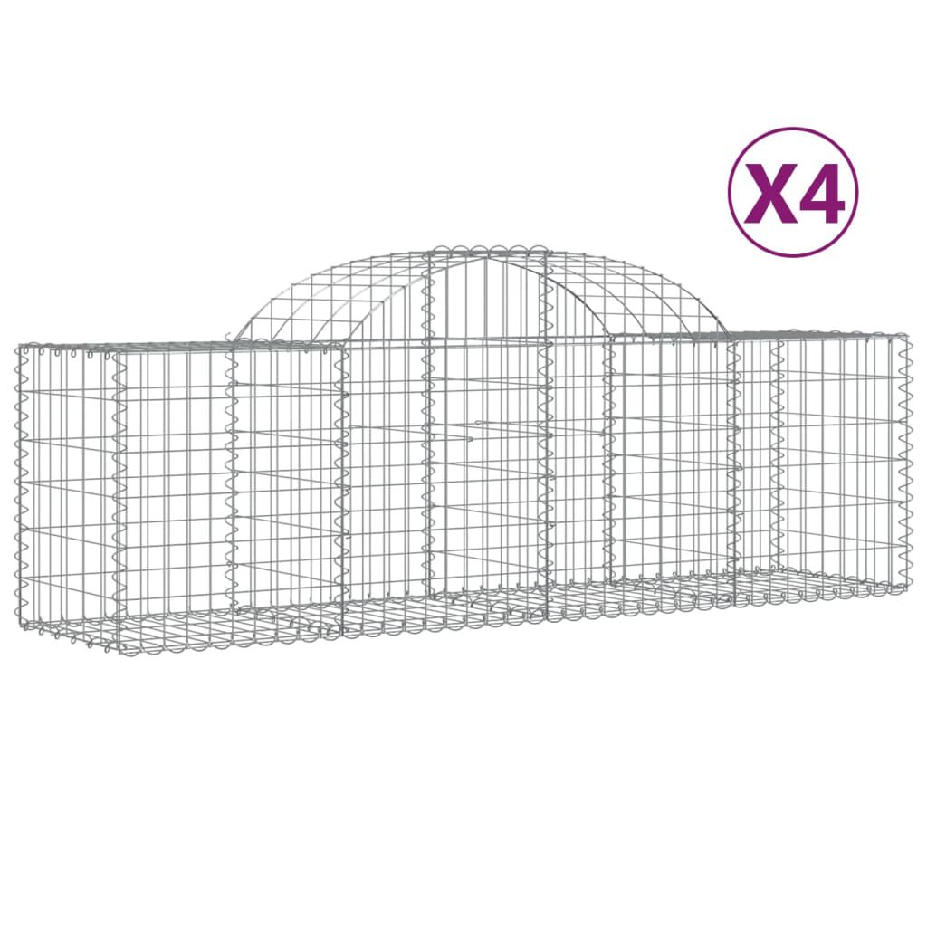 vidaXL Συρματοκιβώτια Τοξωτά 4 τεμ. 200x50x60/80 εκ. Γαλβαν. Ατσάλι