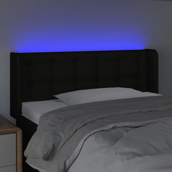 vidaXL Κεφαλάρι Κρεβατιού LED Μαύρο 93x16x78/88 εκ. Υφασμάτινο