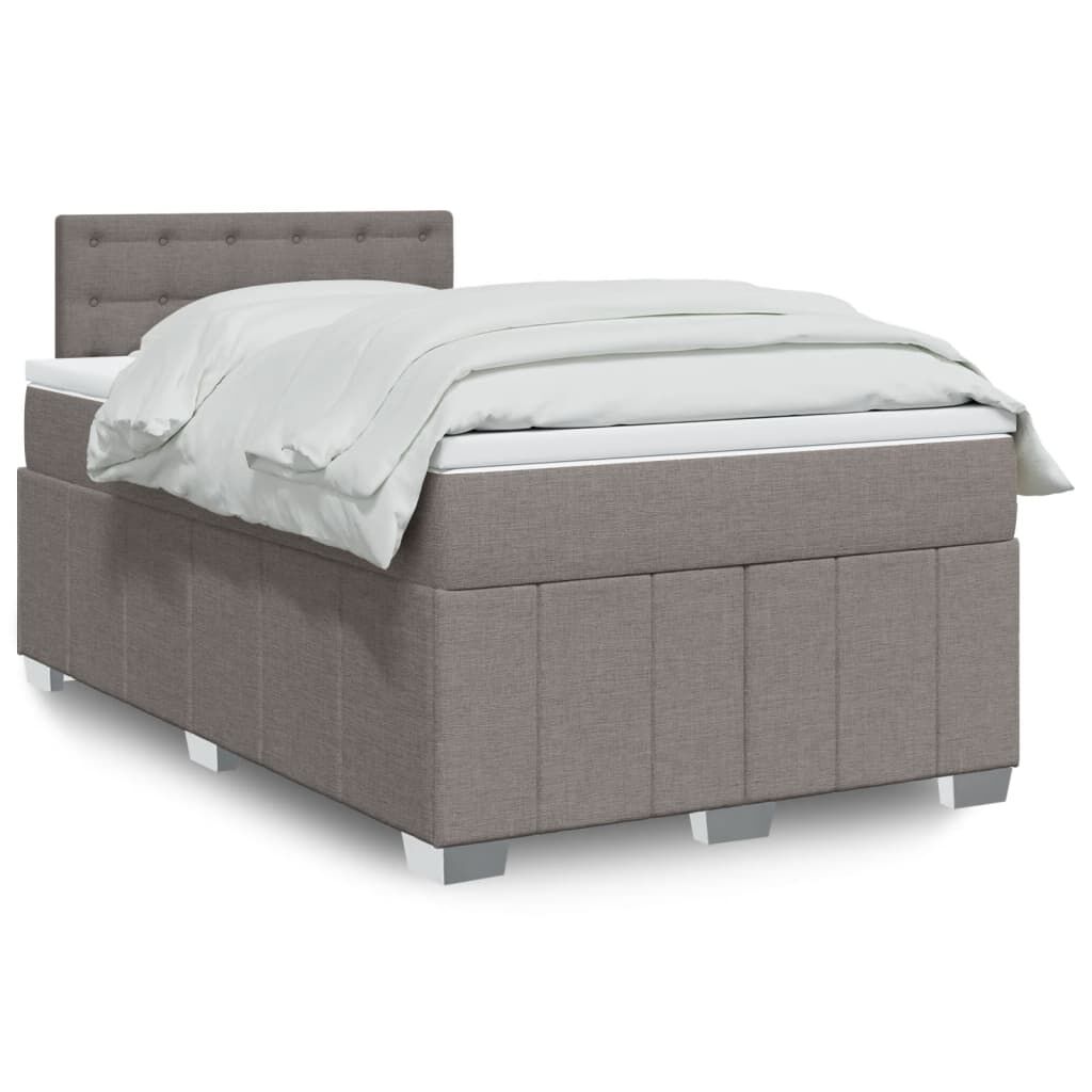 vidaXL Κρεβάτι Boxspring με Στρώμα Taupe 120x190 εκ. Υφασμάτινο